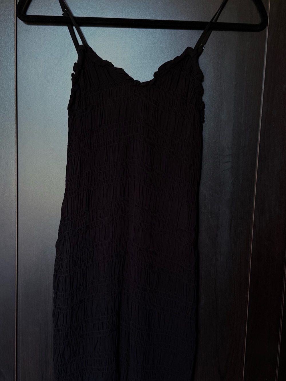 H&M Black Textured Slip with Adjustable Spaghetti Straps